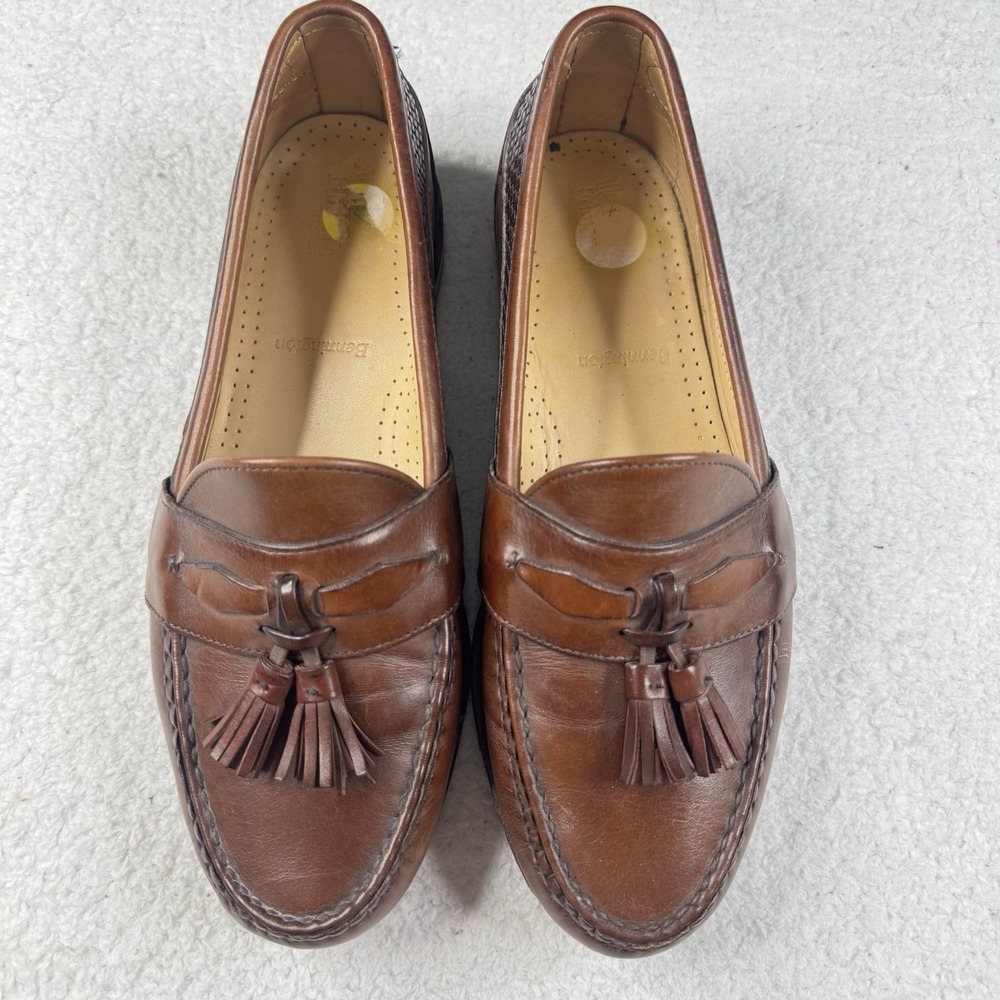 Allen Edmonds Bennington Mens Size 9 EEE Brown Tassel Woven Leather Loafers